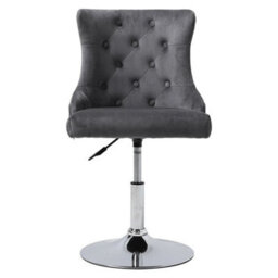 Grey Chrome Base&gas Lift Crushed Velvet Kitchen Breakfast Bar Stool Swivel Seat - thumbnail 4