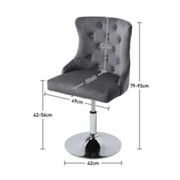 Grey Chrome Base&gas Lift Crushed Velvet Kitchen Breakfast Bar Stool Swivel Seat - thumbnail 2