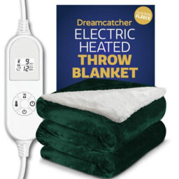 Dreamcatcher Sherpa Fleece Electric Heated Throw Over Blanket Double Polyester 160Cm X 120Cm Green - thumbnail 8