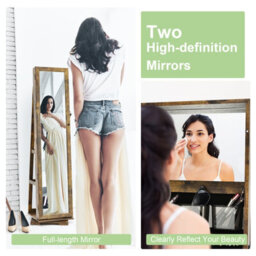 Costway 3-In-1 Rotating Jewelry Armoire Freestanding Lockable Jewelry Organizer W/ Makeup Mirror - thumbnail 3