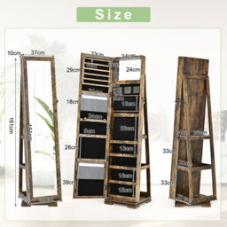 Costway 3-In-1 Rotating Jewelry Armoire Freestanding Lockable Jewelry Organizer W/ Makeup Mirror - thumbnail 2