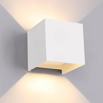 Amorly 12W White Square Modern Sensor Wall Light, Ip65 Waterproof 3000K Warm White Indoor & Outdoor Wall Sconce - image 1