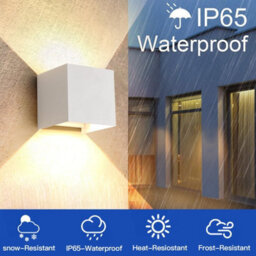 Amorly 12W White Square Modern Sensor Wall Light, Ip65 Waterproof 3000K Warm White Indoor & Outdoor Wall Sconce - thumbnail 4