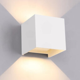 Amorly 12W White Square Modern Sensor Wall Light, Ip65 Waterproof 3000K Warm White Indoor & Outdoor Wall Sconce - thumbnail 1