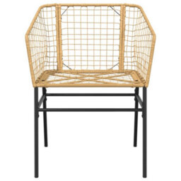 Berkfield 5 Piece Garden Dining Set Brown Poly Rattan Glass - thumbnail 6