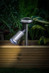 Noma Stainless Steel Silver Spot Pond Path Border Solar Light Garden - thumbnail 1