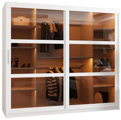 Arte Parma 200Cm Sliding Door Wardrobe In Crisp White - Luxurious Storage With Smoked Glass Panels - image 1
