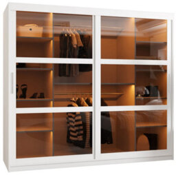 Arte Parma 200Cm Sliding Door Wardrobe In Crisp White - Luxurious Storage With Smoked Glass Panels