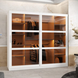 Arte Parma 200Cm Sliding Door Wardrobe In Crisp White - Luxurious Storage With Smoked Glass Panels - thumbnail 2