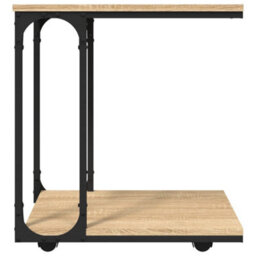 Berkfield Industrial Side Table With Wheels Sonoma Oak 50X35X55.5Cm Engineered Wood - thumbnail 5