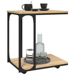 Berkfield Industrial Side Table With Wheels Sonoma Oak 50X35X55.5Cm Engineered Wood - thumbnail 4