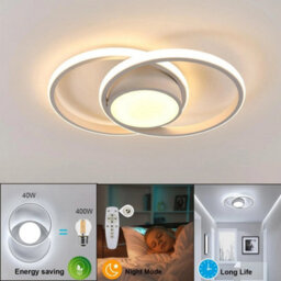 Modern 40W Led Ceiling Lihgt Round Dimmable Silver Lamp Living Room Kitchen 40Cm - thumbnail 5