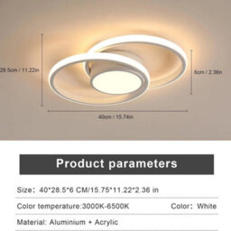 Modern 40W Led Ceiling Lihgt Round Dimmable Silver Lamp Living Room Kitchen 40Cm - thumbnail 2