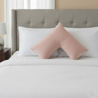 Microfibre Soft Touch V Shape Satin Stripe Pillowcase Pink - image 1