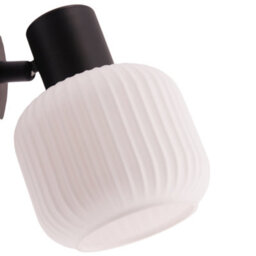 Happy Homewares Modern Designer Matte Black Adjustable Wall Light With White Ribbed Glass Shade - thumbnail 5