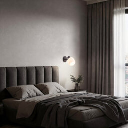 Happy Homewares Modern Designer Matte Black Adjustable Wall Light With White Ribbed Glass Shade - thumbnail 7