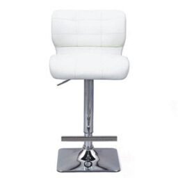 Furniture in Fashion Candid White Faux Leather Bar Stools With Chrome Base In Pair - thumbnail 2