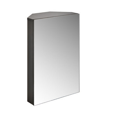 Homestylestore 450 X 650mm Black Grey Wall Mounted Corner Mirrored Door Bathroom Cabinet - image 1
