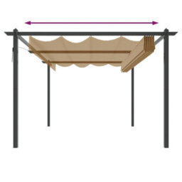 Berkfield Sturdy Garden Gazebo With Retractable Roof 4X3 M Taupe - thumbnail 5