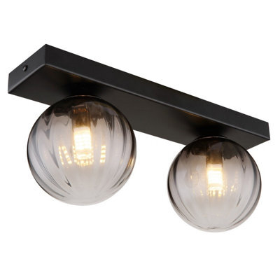 Luminosa Lighting Luminosa Dallerta Globe Ceiling Light Matt Black Smoke Glass Shade 2X G9 - image 1