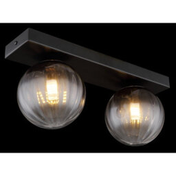 Luminosa Lighting Luminosa Dallerta Globe Ceiling Light Matt Black Smoke Glass Shade 2X G9 - thumbnail 5