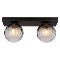 Luminosa Lighting Luminosa Dallerta Globe Ceiling Light Matt Black Smoke Glass Shade 2X G9 - thumbnail 3
