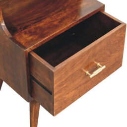 Wyld Haus Cortona Antique Mango Wood Raised Back Bedside Table With T-Bar Drawer And Nordic Legs - thumbnail 6