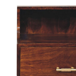 Wyld Haus Cortona Antique Mango Wood Raised Back Bedside Table With T-Bar Drawer And Nordic Legs - thumbnail 5