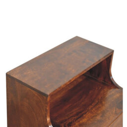 Wyld Haus Cortona Antique Mango Wood Raised Back Bedside Table With T-Bar Drawer And Nordic Legs - thumbnail 7