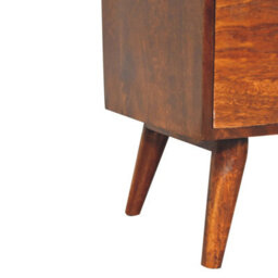 Wyld Haus Cortona Antique Mango Wood Raised Back Bedside Table With T-Bar Drawer And Nordic Legs - thumbnail 8