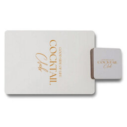 Benjamin Tate Design Cocktail Club By Good Side Of Life Placemat And Coasters Set In Designer Artwork Edition With Wooden Base Limited