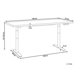 Beliani Electric Adjustable Standing Desk Destinas Grey/ White 160 Cm 72 Cm - thumbnail 3