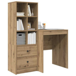 Berkfield Desk With Storage Artisan Oak Engineered Wood - thumbnail 3