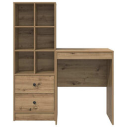 Berkfield Desk With Storage Artisan Oak Engineered Wood - thumbnail 7