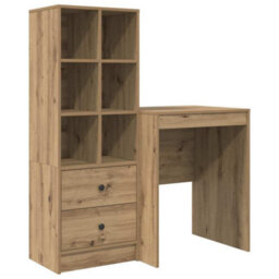 Berkfield Desk With Storage Artisan Oak Engineered Wood - thumbnail 2