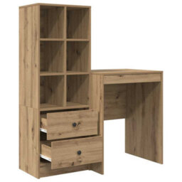 Berkfield Desk With Storage Artisan Oak Engineered Wood - thumbnail 6
