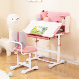 Gainoom Kid's Pink Study Desk & Chair Set Height-Adjustable Children Study Desk - thumbnail 4