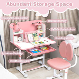 Gainoom Kid's Pink Study Desk & Chair Set Height-Adjustable Children Study Desk - thumbnail 7