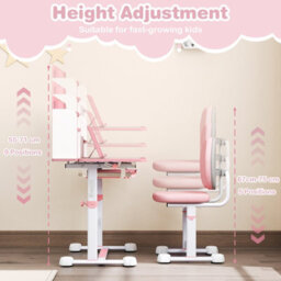 Gainoom Kid's Pink Study Desk & Chair Set Height-Adjustable Children Study Desk - thumbnail 5