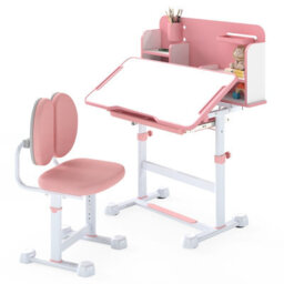 Gainoom Kid's Pink Study Desk & Chair Set Height-Adjustable Children Study Desk - thumbnail 1