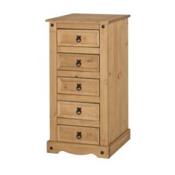 Mercers Furniture Corona 5 Drawer Narrow Chest Of Drawers Solid Wood Pine With Mexican Styling Wooden - thumbnail 5