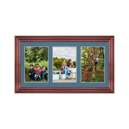 AK Frames 40X20Cm Rose Wood Classic Multi Photo Frame With Pompadour Mount - Holds 3 Apertures (3X) 6X4 Photos - thumbnail 1