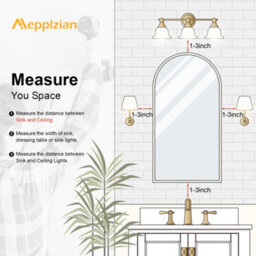 Keepreaper Sleek Arched Bathroom Mirror Cabinet Brushed Gold 50X90 Wall Mounted Bathroom Cabinet - thumbnail 3