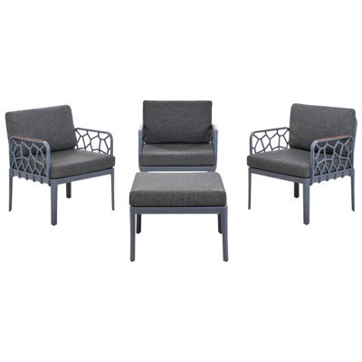 Wyld And Coco Everlawn 4-Seater Modular Garden Sofa Set Dark Grey, Polypropylene Frame, Cushions Included - image 1