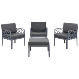 Wyld And Coco Everlawn 4-Seater Modular Garden Sofa Set Dark Grey, Polypropylene Frame, Cushions Included - thumbnail 1