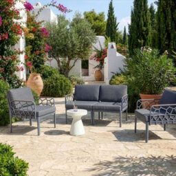 Wyld And Coco Everlawn 4-Seater Modular Garden Sofa Set Dark Grey, Polypropylene Frame, Cushions Included - thumbnail 2