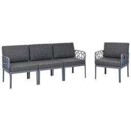 Wyld And Coco Everlawn 4-Seater Modular Garden Sofa Set Dark Grey, Polypropylene Frame, Cushions Included - thumbnail 5