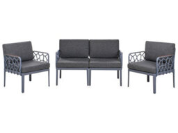 Wyld And Coco Everlawn 4-Seater Modular Garden Sofa Set Dark Grey, Polypropylene Frame, Cushions Included - thumbnail 3