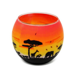 Milford Collection Benaya African Sunset Glass Silhouette Tealight Candle Holder - thumbnail 3