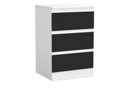 Urbn-Living Urbnliving 62Cm Height 3 Drawers Modern Chest Of Drawers Bedside Table For Living Room Office Hallway White & Black - thumbnail 2